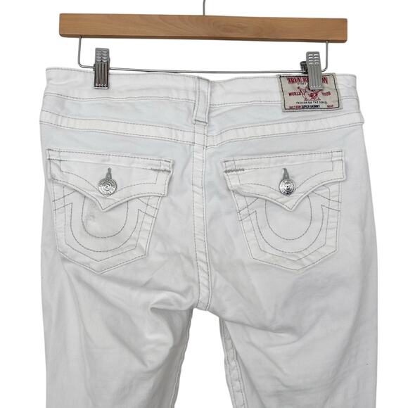 True Religion White Distressed Sequin Skinny Jeans Sz 29 - Picture 7 of 9